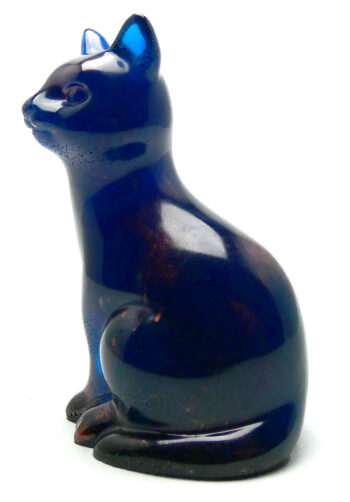 Kattenbeeldje Epoxy - Diepblauw & Koperrood Mica