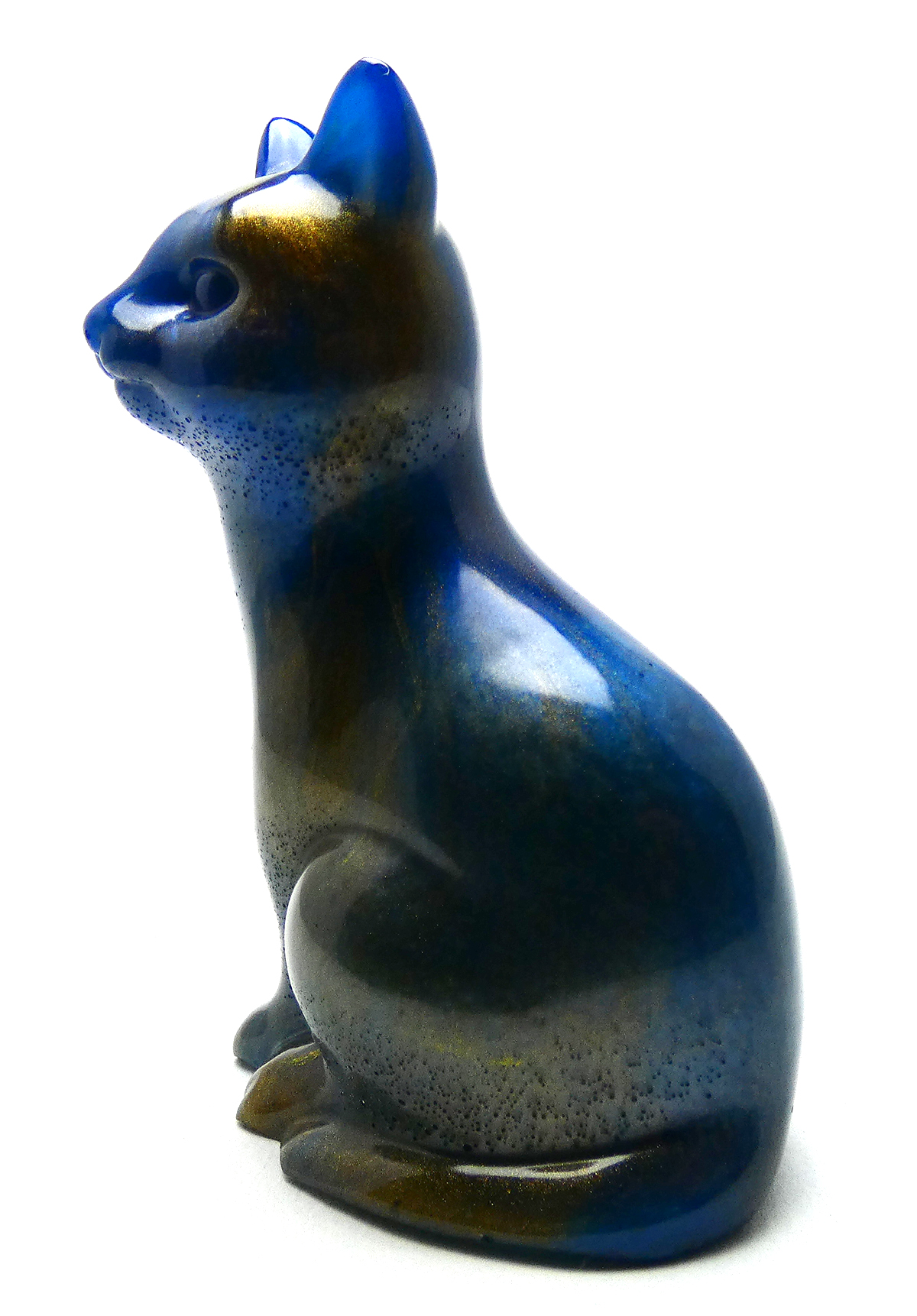 Kattenbeeldje Epoxy - Blauw & Goud