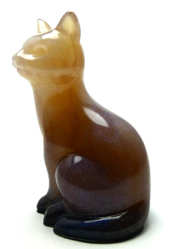 Kattenbeeldje Epoxy - Creme Glow Bruin & Blauwe Mica