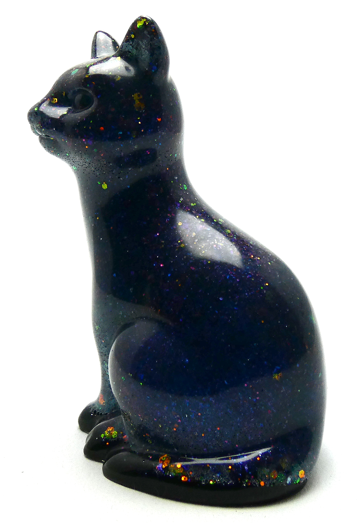 Kattenbeeldje Epoxy - Diepblauw Mica & Glitter Galaxy