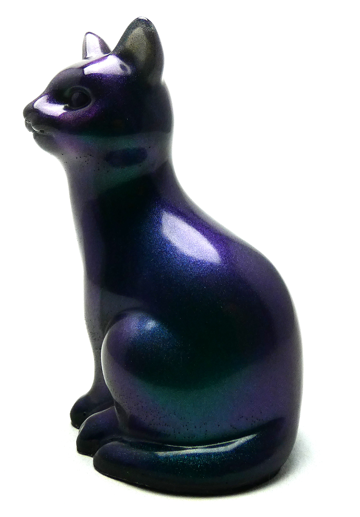 Kattenbeeldje Epoxy - Zeegroene & Paarse Mica Serie