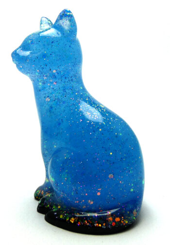 Kattenbeeldje Epoxy - Hemelsblauw Glow & Glitter