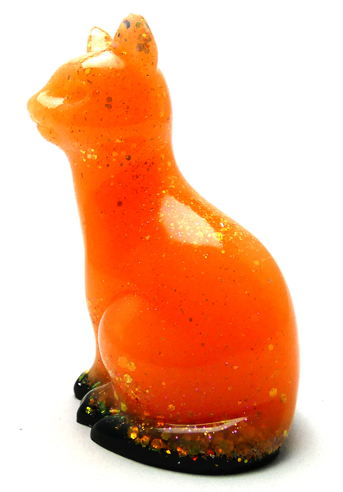 Kattenbeeldje Epoxy - Oranje Glow & Glitter