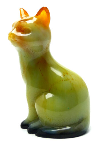 Kattenbeeldje Epoxy - Jade Lichtgroen & Oranje