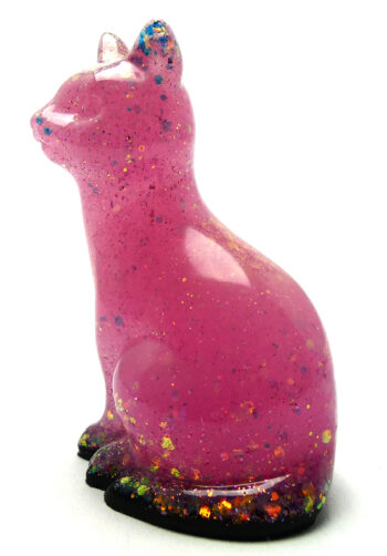Kattenbeeldje Epoxy - Roze Glow & Glitter
