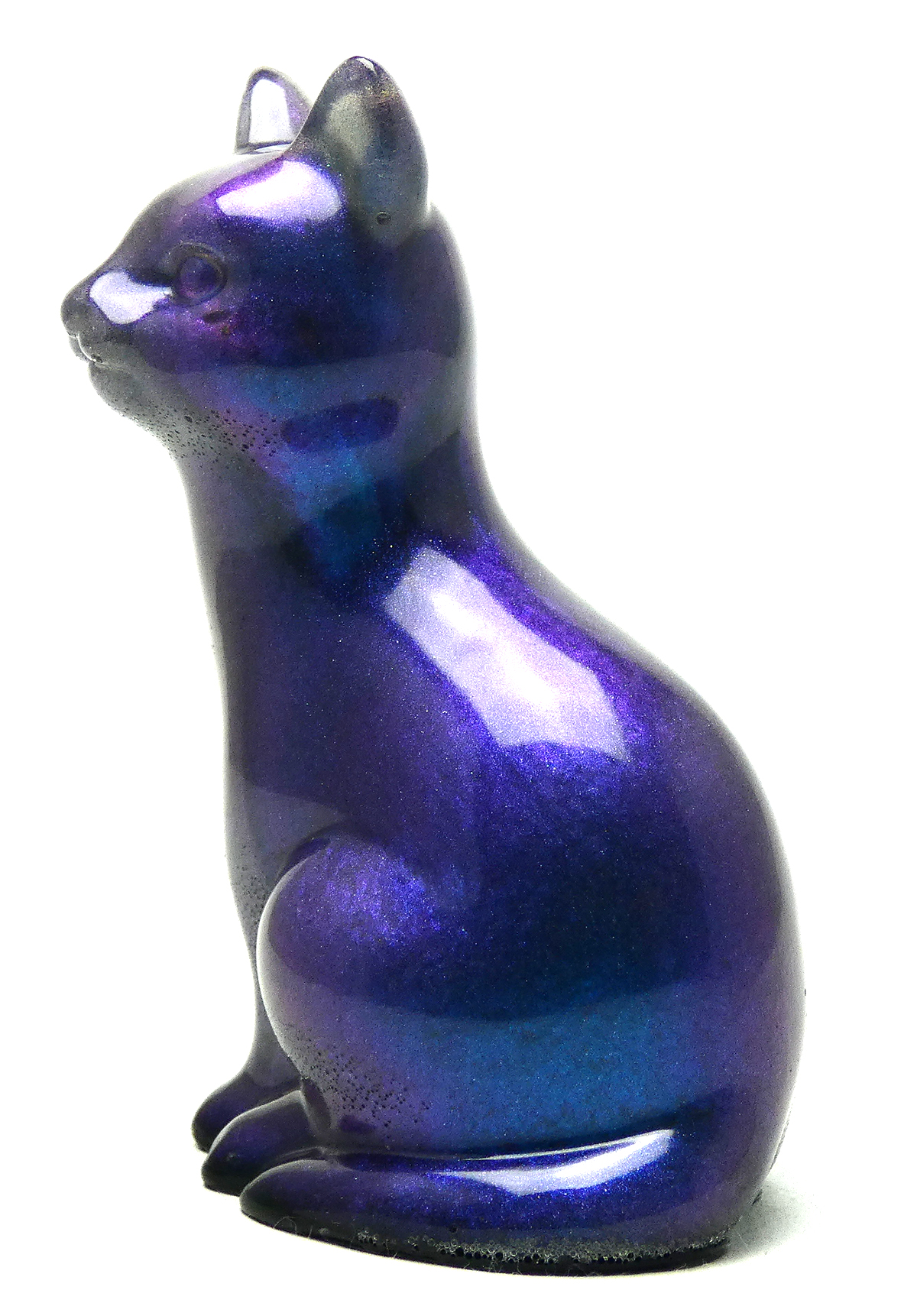 Kattenbeeldje Epoxy - Donkerblauw & Paars Mica Serie