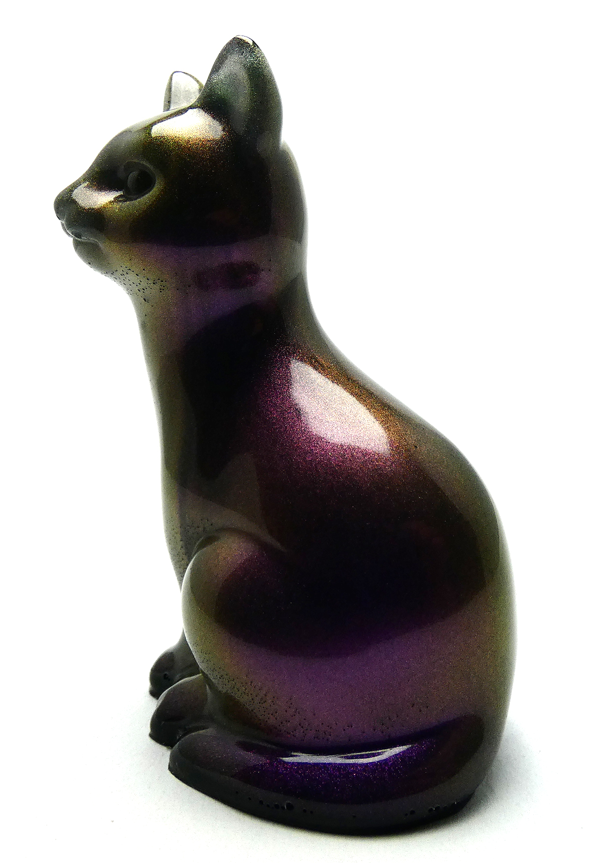 Kattenbeeldje Epoxy - Paars & Koper Mica