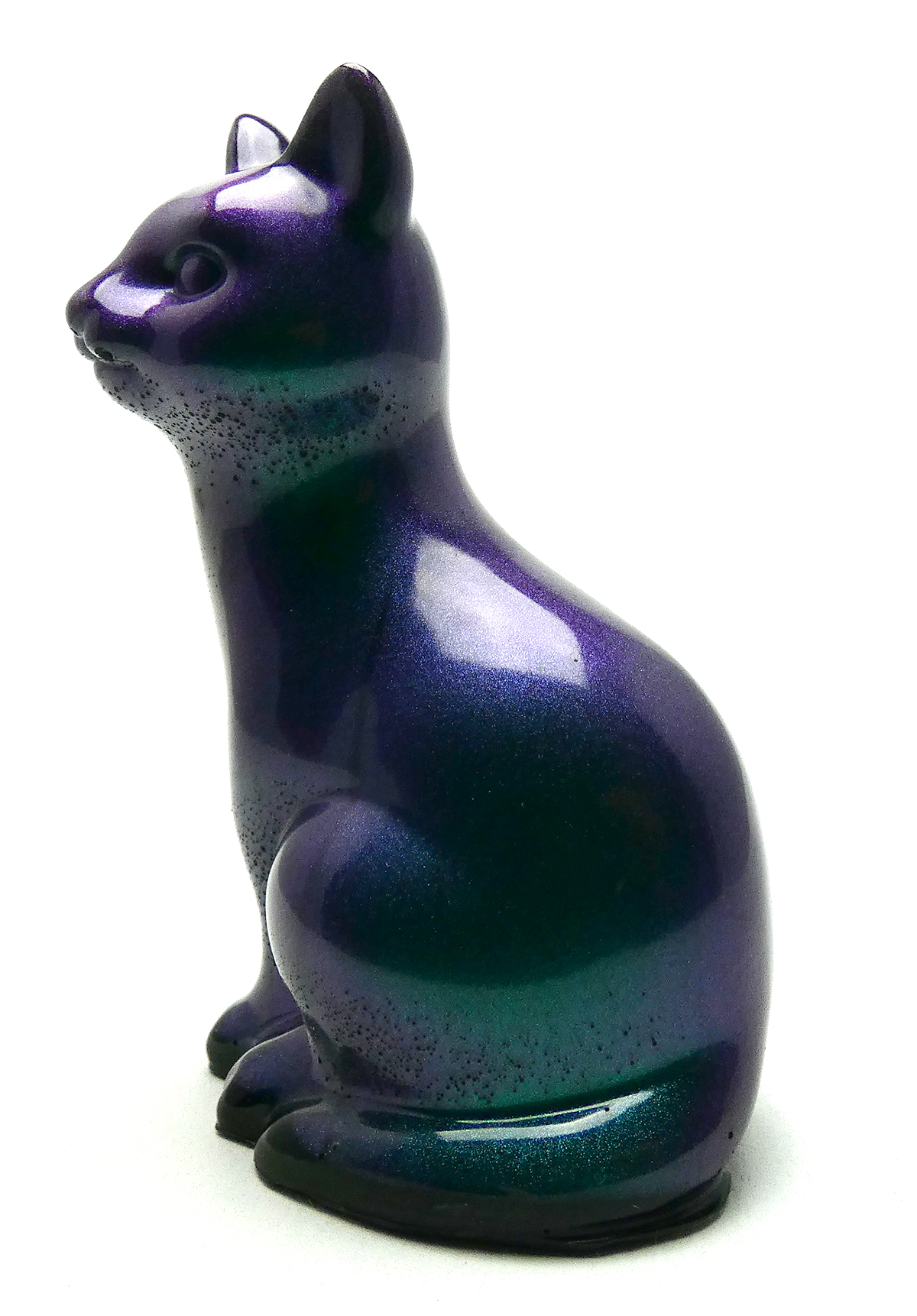 Kattenbeeldje Epoxy - Paars & Groen Mica