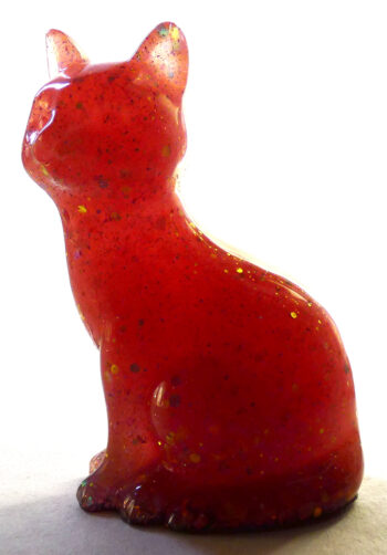 Kattenbeeldje Epoxy - Rood Glitter & Glow