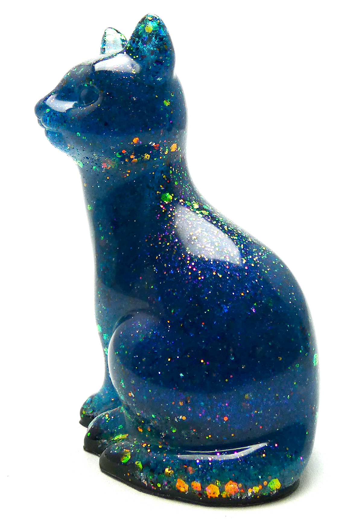 Kattenbeeldje Epoxy - Koningsblauw Glow Glitter Serie