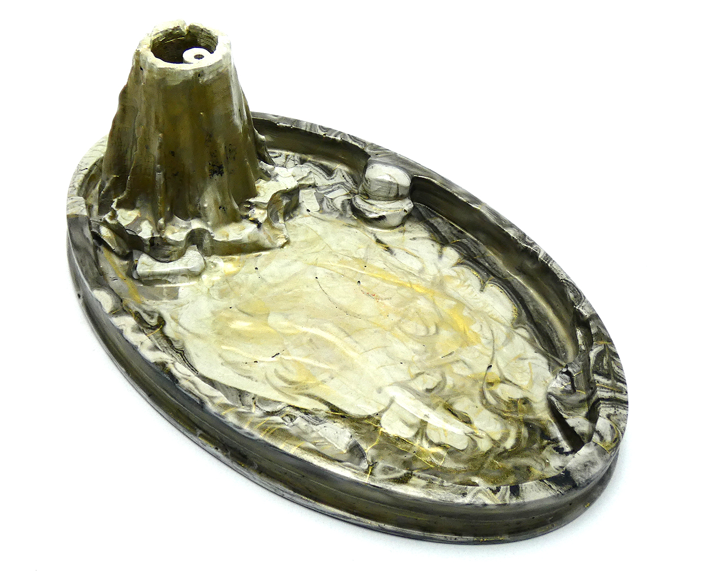 Wierook Houder Eco Resin - Volcano - Gouden Lava