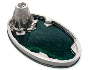 Wierook Houder Eco Resin - Volcano - Groene Mica Meer