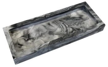 Rechthoekige Schaal Eco Resin Medium - Antraciet Grijs Wit Swirl 1