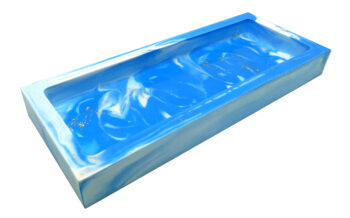 Rechthoekige Schaal Eco Resin Medium - Blauw, Wit & Goudvlokjes