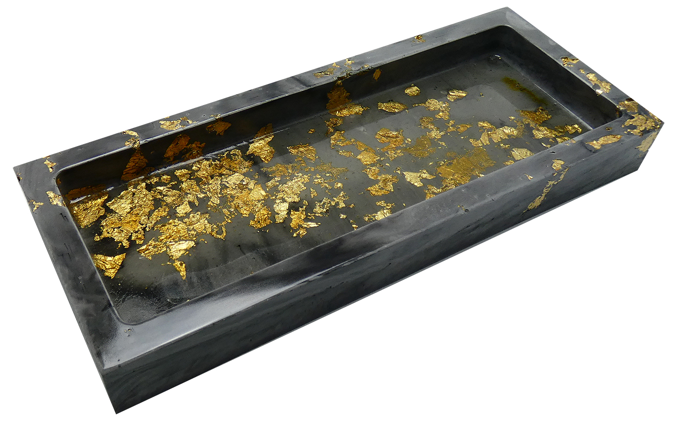 Rechthoekige Schaal Eco Resin Medium - Antraciet & Goud