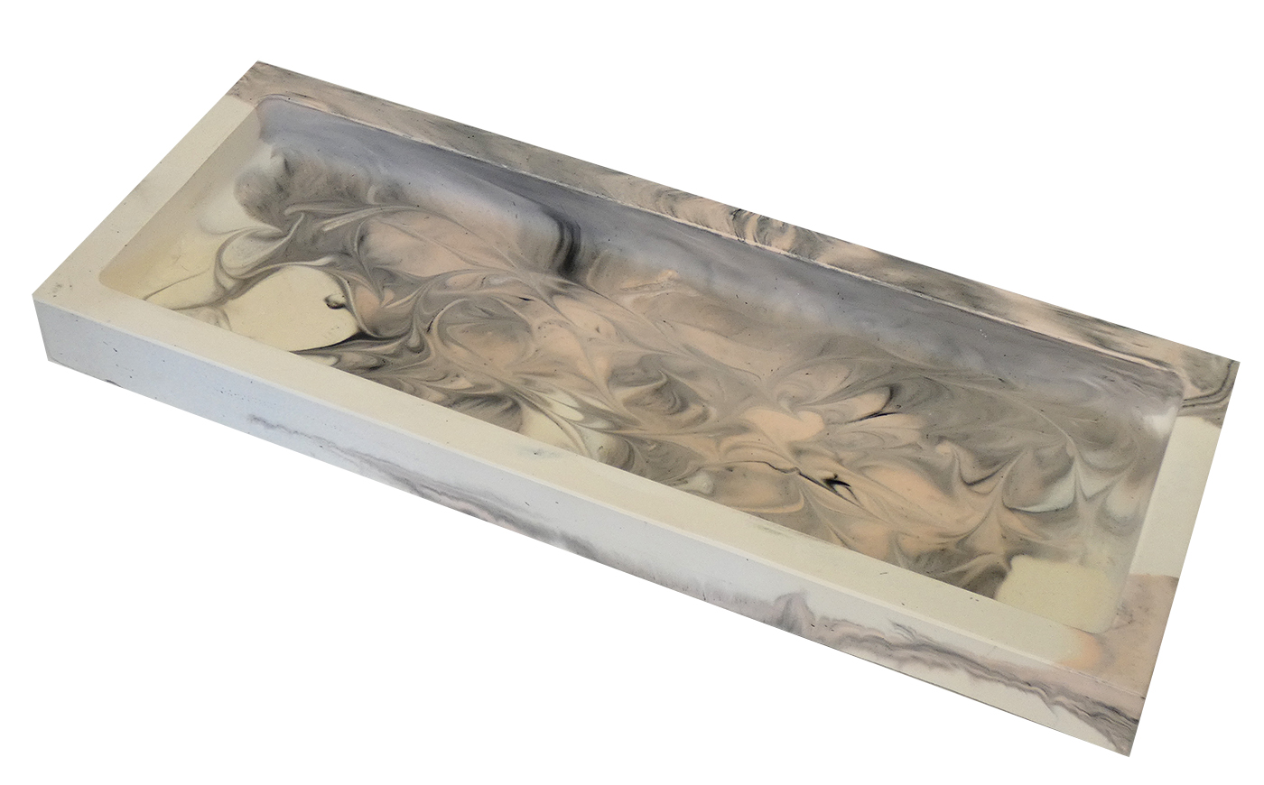 Rechthoekige Schaal Eco Resin Large - Grijs Wit & Oudroze - Afbeelding 2