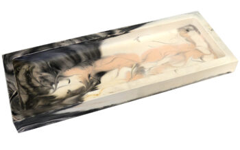 Rechthoekige Schaal Eco Resin Large - Zwart Wit & Oudroze Flow1