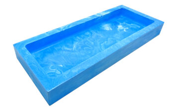 Rechthoekige Schaal Eco Resin Medium - Hemelsblauw & Wit Marmer Effect