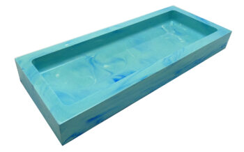 Rechthoekige Schaal Eco Resin Medium - Turquoise & Blauw Marmer Effect