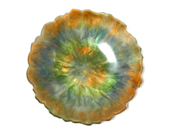 Ronde Schaal Epoxy - Koperbruin Groen & Turquoise