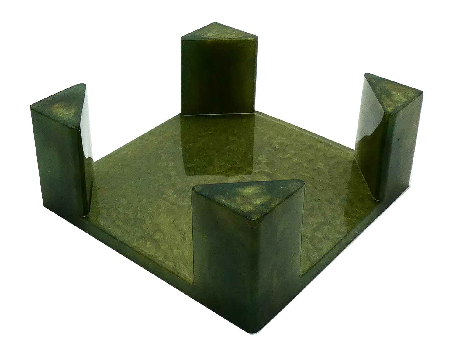 5 Octagon Onderzetters met Houder - Olijfgroen & Antiek Goud - Afbeelding 3