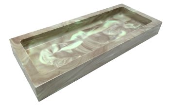 Rechthoekige Schaal Eco Resin Medium - Beige & Lichtgroen Marmer Effect