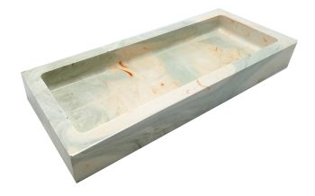 Rechthoekige Schaal Eco Resin Medium - Lichtbeige, Terra Cotta & Grijs Marmer Effect