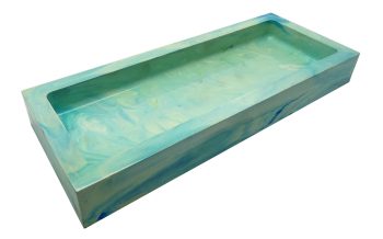Rechthoekige Schaal Eco Resin Medium - Turquoise, Blauw & Groen Marmer Effect