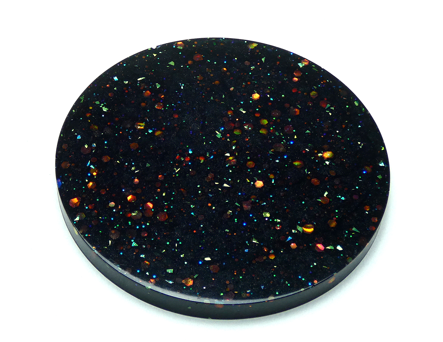 5 Ronde Onderzetters met Houder - Zwart & Gekleurde Glitters - Afbeelding 9