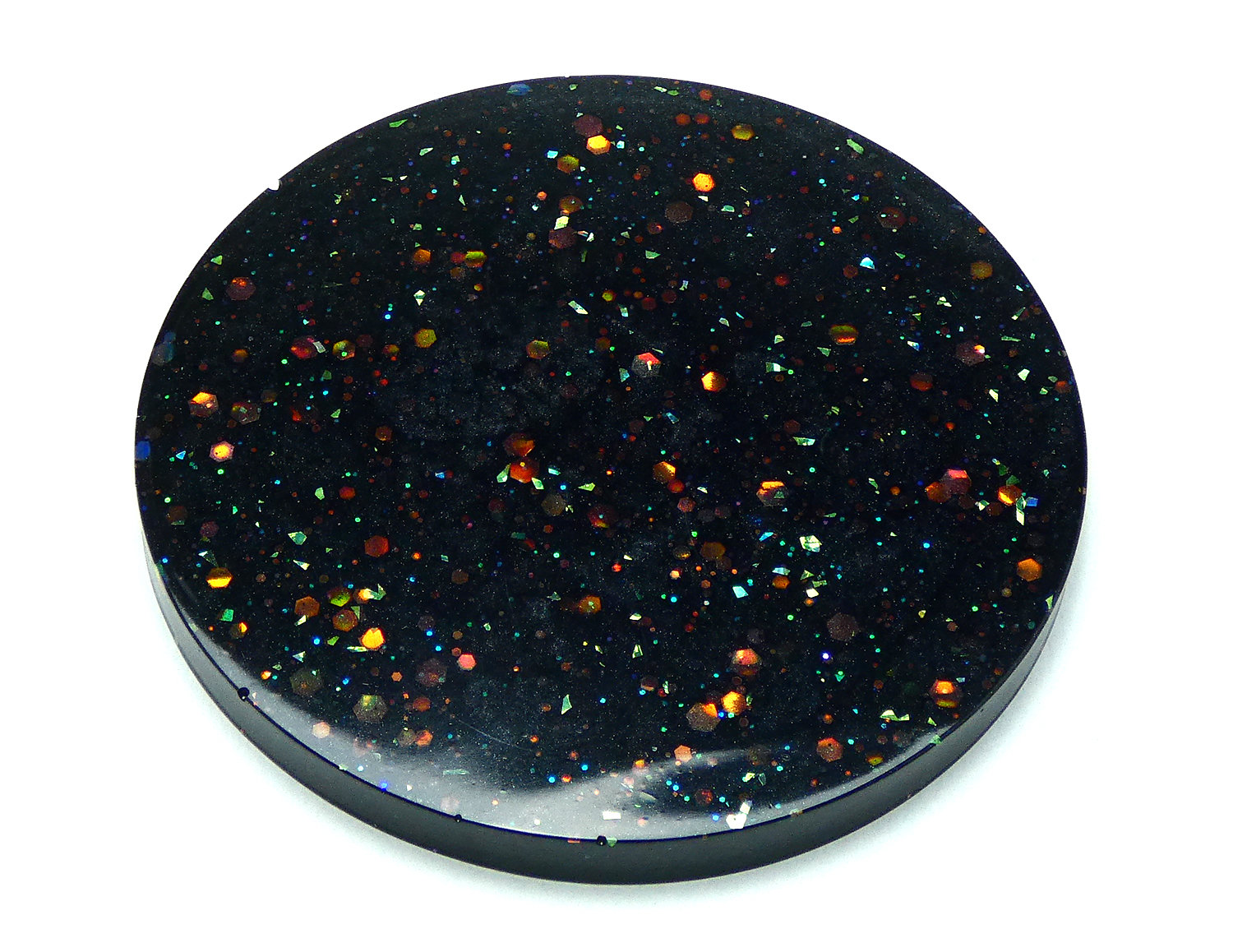 5 Ronde Onderzetters met Houder - Zwart & Gekleurde Glitters - Afbeelding 8