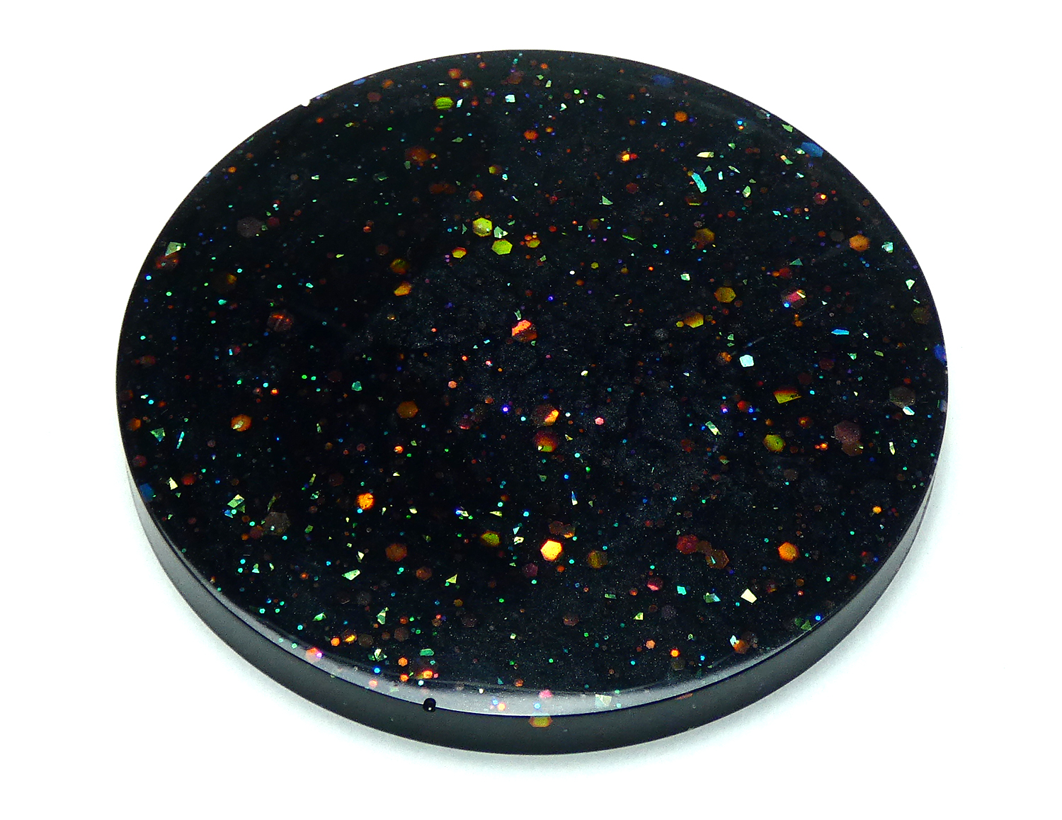 5 Ronde Onderzetters met Houder - Zwart & Gekleurde Glitters - Afbeelding 7
