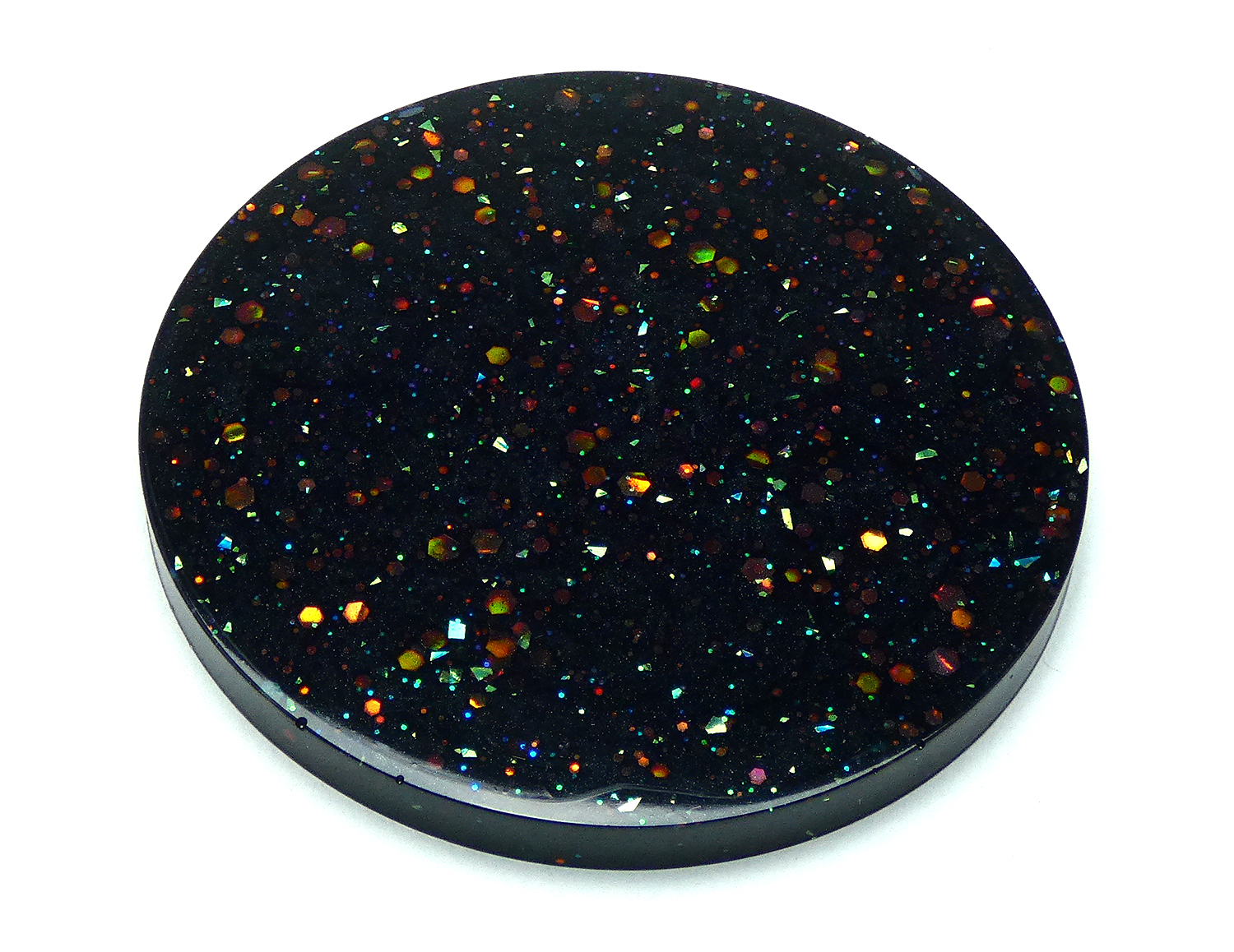 5 Ronde Onderzetters met Houder - Zwart & Gekleurde Glitters - Afbeelding 6