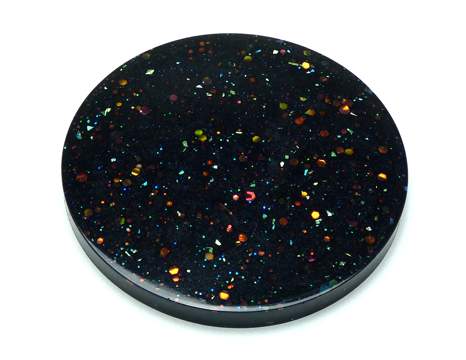 5 Ronde Onderzetters met Houder - Zwart & Gekleurde Glitters - Afbeelding 5