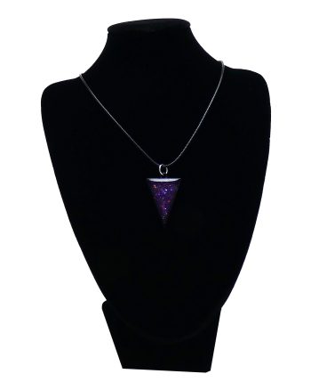 Zwarte Kunstleer Ketting en Driehoek met Paars en Glitter