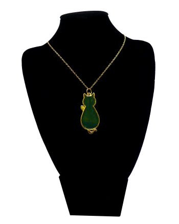 Goudkleurige Ketting met Bosgroene Kat