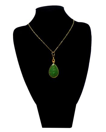 Goudkleurige Ketting en Druppel met Mosgroen Glitter