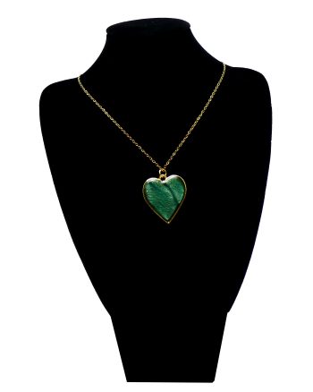 Goudkleurige Ketting en Hart met Zeegroen Marmer Effect