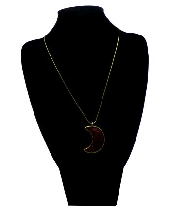 Goudkleurige Ketting en Halve Maan met Bruin Rood Mica