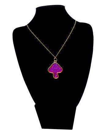 Goudkleurige Ketting met Roze Glitter Paddenstoel