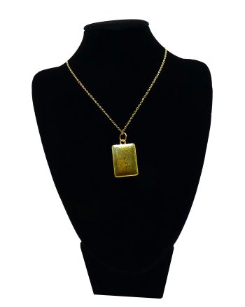 Goudkleurige Ketting met Olijfgroene en Koperkleurige Hanger