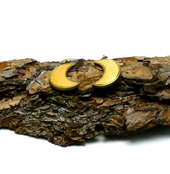 Bronskleurige Halve Maan Oorbellen met Brons Mica en Klassiek Goud