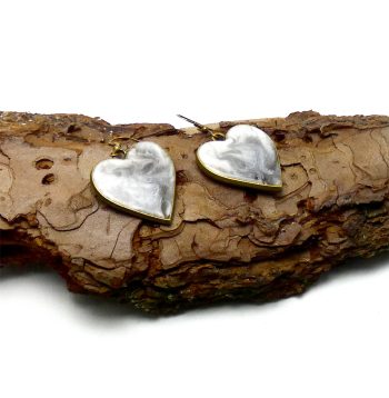Brons Gouden Hart Oorbellen met Zwart en Wit