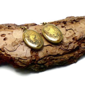 Bronskleurige Ovale Oorbellen met Koper en Klassiek Goud