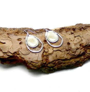 Zilver Dubbel Druppel Oorbellen met Parelwit en Goud